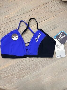 Asics Kanani Reversible Bikini Top Royal Blue/Black Size-M NWT